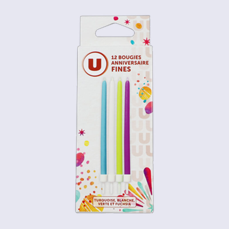 U Bougies anniversaire fines + bobêches x12 (Copie)